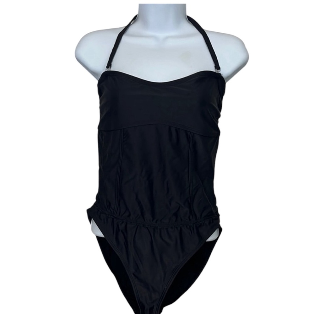 - #I20 large womens black one piece swimsuit size L IN MOCEAN